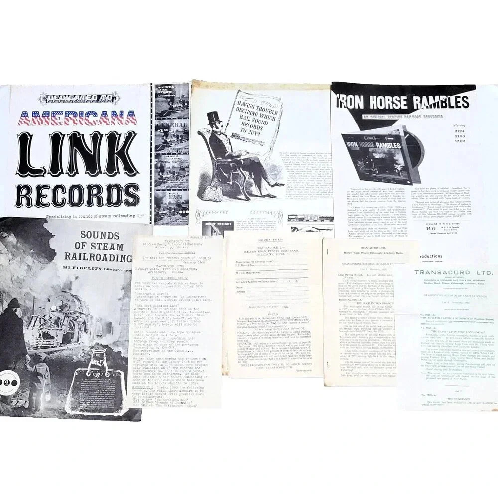 Sounds of Steam Railroading Lot of Paper Ephemera Vintage Advertising Transacord